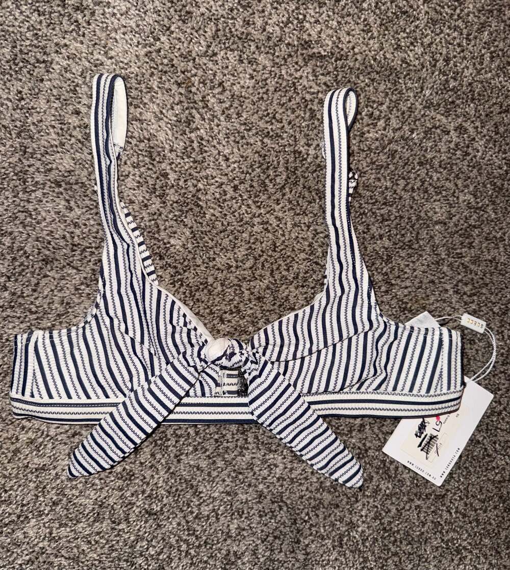 Suboo Cabana Striped Tie Front Bralette Bikini Top